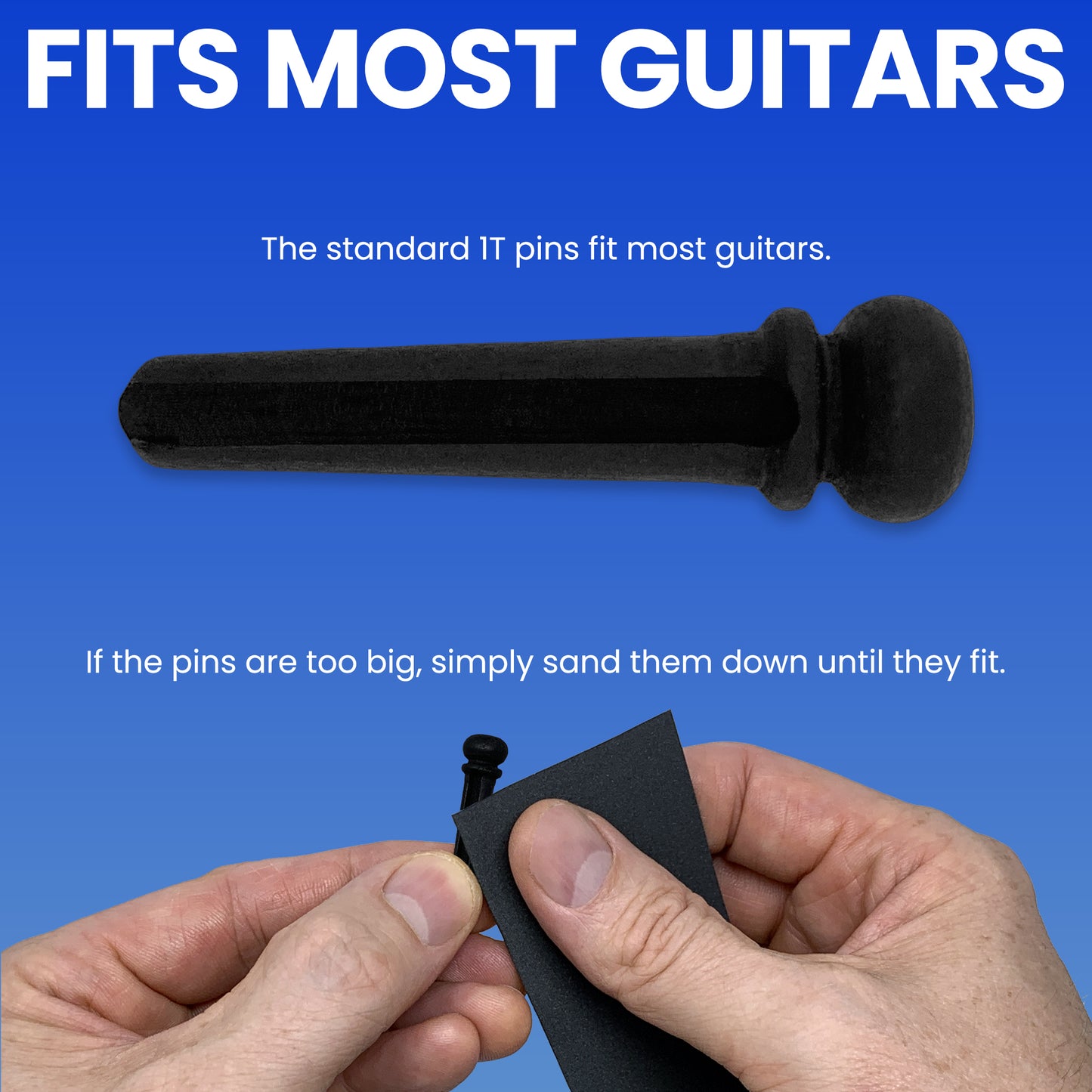 Slotted Pure Ebony Bridge Pins with Black Top