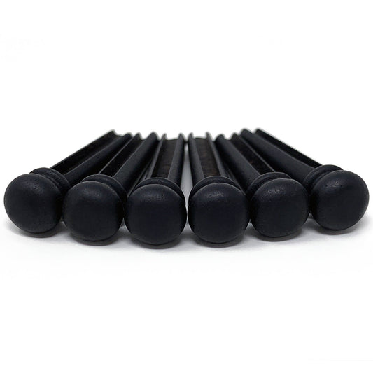 Slotted Pure Ebony Bridge Pins with Black Top for 6 & 12 String Acoustic Guitar