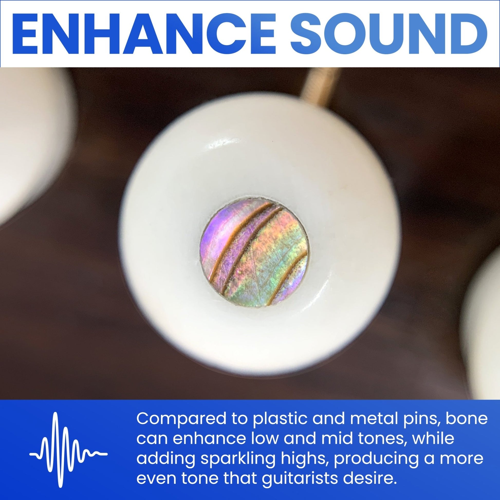 Unslotted Pure Bone Bridge Pins with Abalone Dot for 6 & 12 String Acoustic Guitar