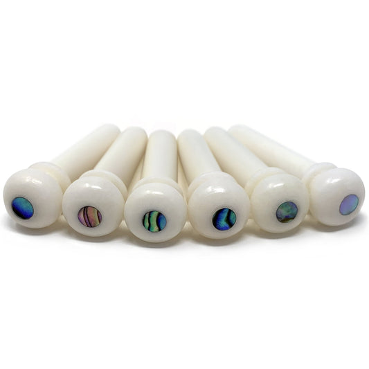 Unslotted Pure Bone Bridge Pins with Abalone Dot for 6 & 12 String Acoustic Guitar