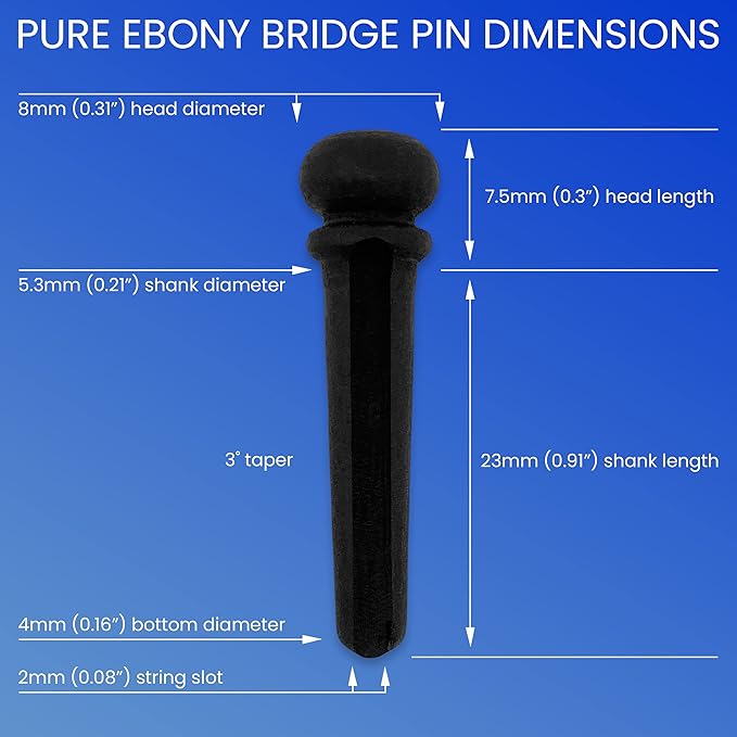 Pure Ebony Bridge Pins - Abalone Dot
