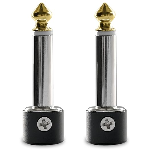 The Solderless Pedalboard Cable Kit - 2 Pack of Gold Tip Connectors with Magnetic Screws