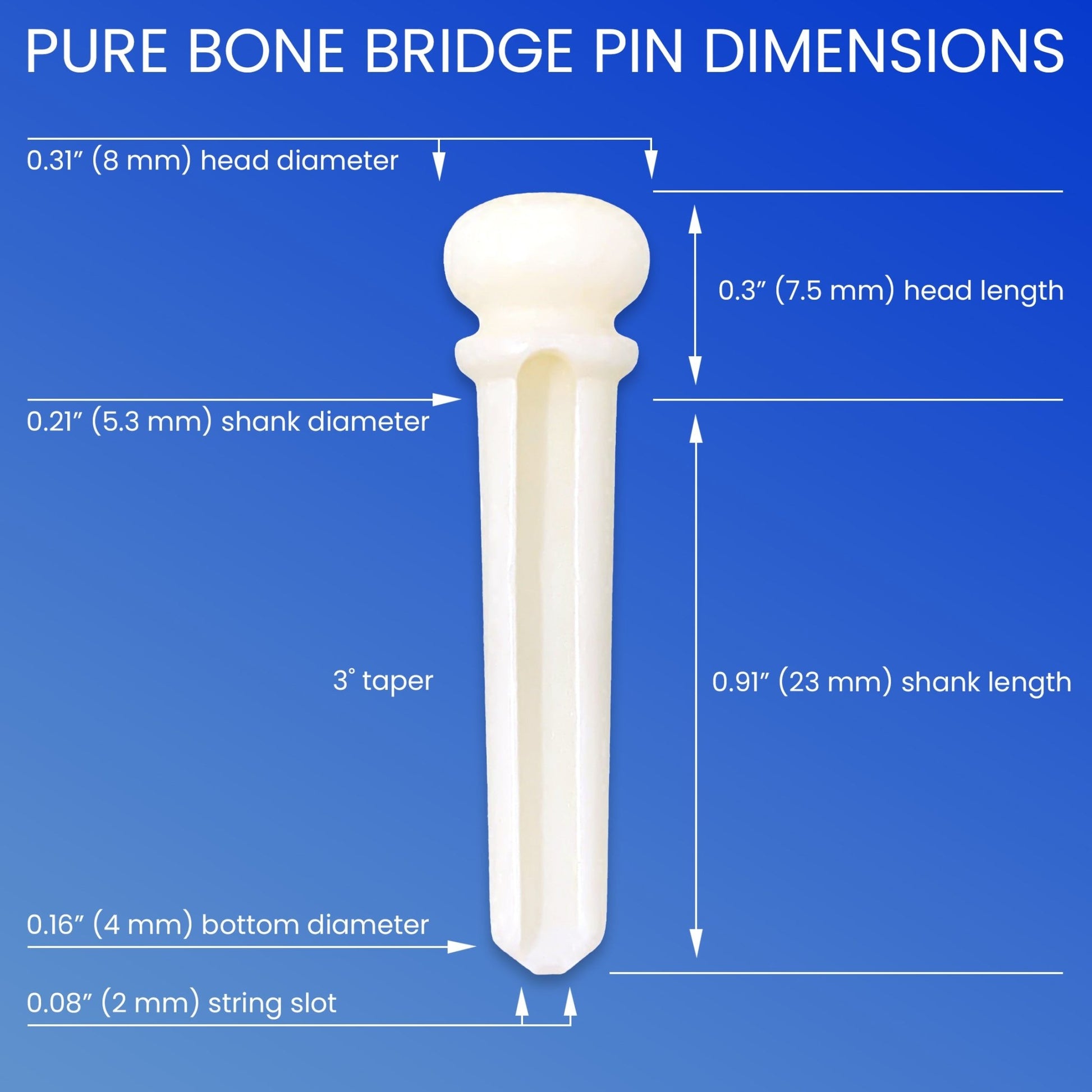 Slotted Pure Bone Bridge Pins with Abalone Dot for 6 & 12 String Acoustic Guitar