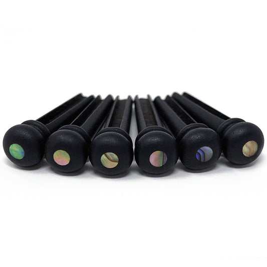 Slotted Pure Ebony Bridge Pins with Abalone Dot for 6 & 12 String Acoustic Guitar