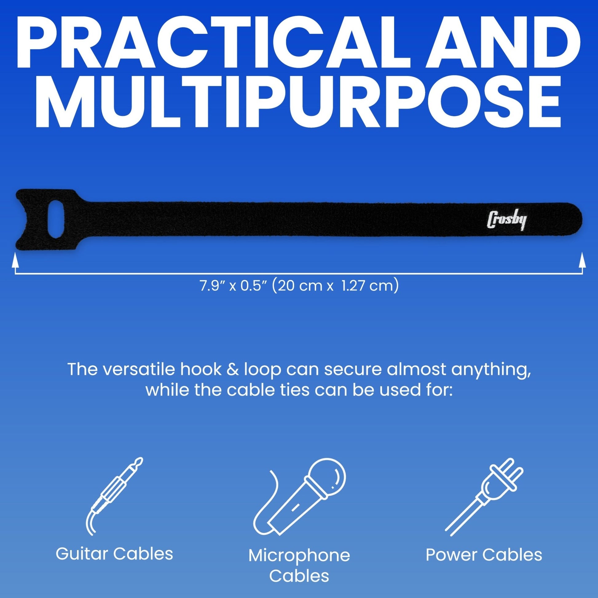 The Pedalboard Grip Kit - 10 Feet (3 m) of Heavy Duty Hook & Loop Tape Plus 6 Reusable Cable Ties for Guitar or Bass Pedal Board Mounting and Cable Management