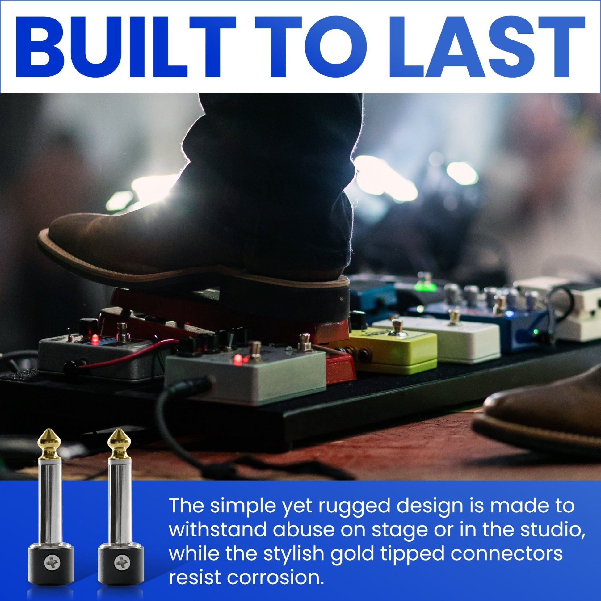 The Solderless Pedalboard Cable Kit - 2 Pack of Gold Tip Connectors with Magnetic Screws