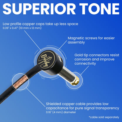 The Solderless Pedalboard Cable Kit - 2 Pack of Gold Tip Connectors with Magnetic Screws Make 1 DIY Custom Patch Cable