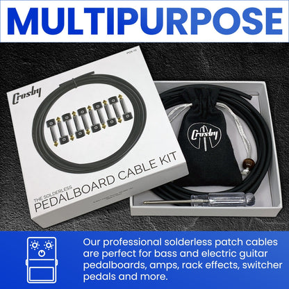 The Solderless Pedalboard Cable Kit | No Cable Stripping Required, 10 ft of Cable & 10 Connectors