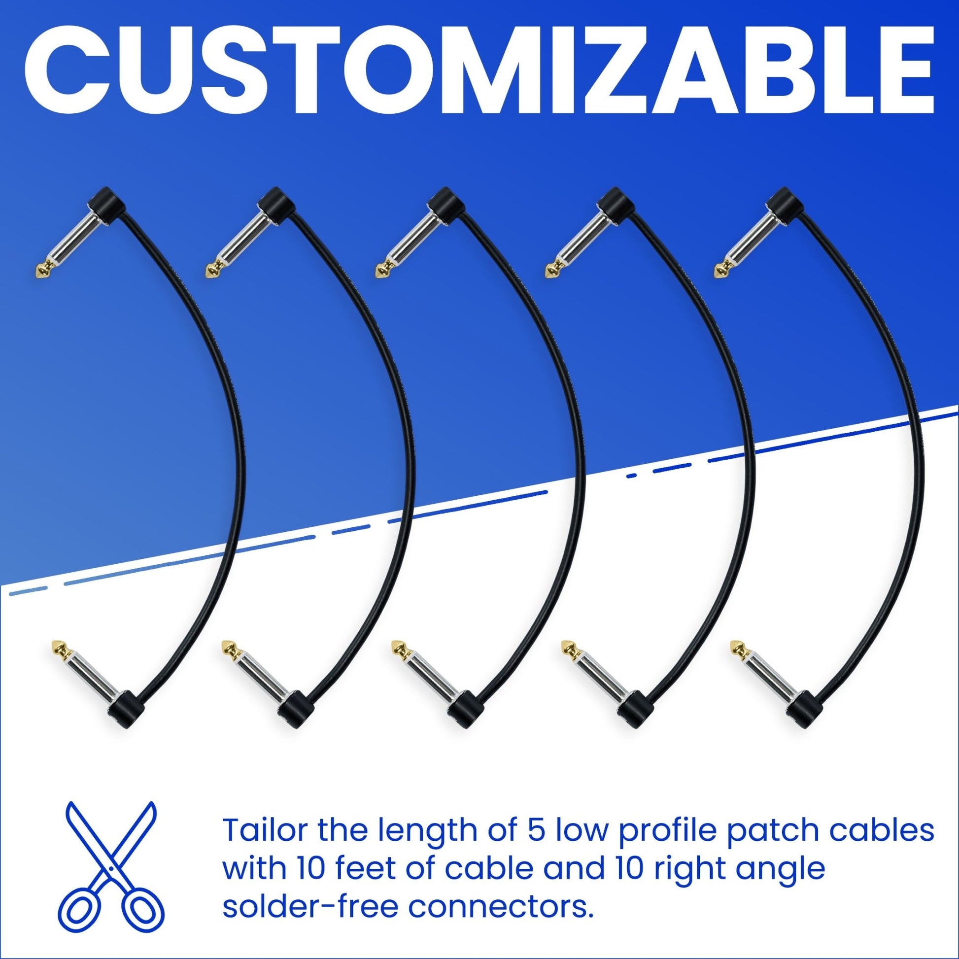 The Solderless Pedalboard Cable Kit | No Cable Stripping Required, 10 ft of Cable & 10 Connectors