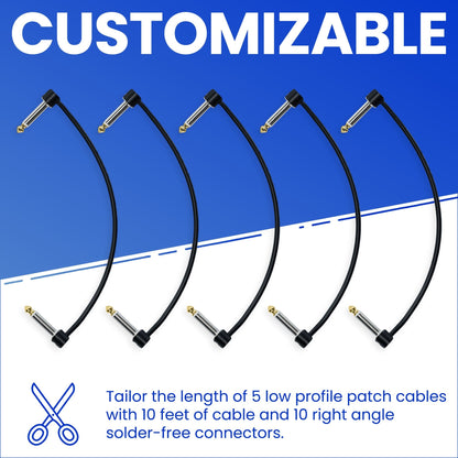 The Solderless Pedalboard Cable Kit | No Cable Stripping Required, 10 ft of Cable & 10 Connectors