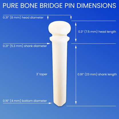 Unslotted Pure Bone Bridge Pins with Abalone Dot for 6 & 12 String Acoustic Guitar