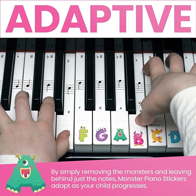 Crosby Monster Piano Stickers for Kids - Make Learning Piano Fun
