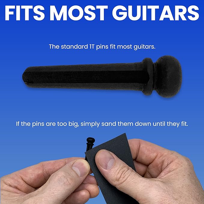 Slotted Pure Ebony Bridge Pins with Abalone Dot for 6 & 12 String Acoustic Guitar