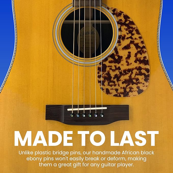 Slotted Pure Ebony Bridge Pins with Abalone Dot for 6 & 12 String Acoustic Guitar