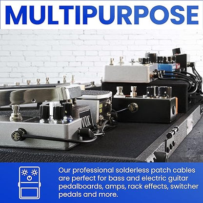 The Solderless Pedalboard Cable Kit - 2 Pack of Gold Tip Connectors with Magnetic Screws